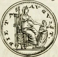 An illustration from Veterum Romanorum Religio castrametatio, disciplina militaris ut & balneae ex antiquis numismatibus & lapidibus demonstrata (1686)