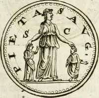 An illustration from Veterum Romanorum Religio castrametatio, disciplina militaris ut & balneae ex antiquis numismatibus & lapidibus demonstrata (1686)