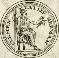 An illustration from Veterum Romanorum Religio castrametatio, disciplina militaris ut & balneae ex antiquis numismatibus & lapidibus demonstrata (1686)