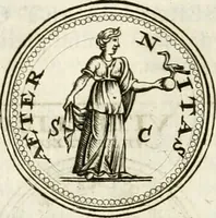 An illustration from Veterum Romanorum Religio castrametatio, disciplina militaris ut & balneae ex antiquis numismatibus & lapidibus demonstrata (1686)