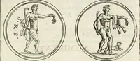An illustration from Veterum Romanorum Religio castrametatio, disciplina militaris ut & balneae ex antiquis numismatibus & lapidibus demonstrata (1686)