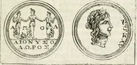 An illustration from Veterum Romanorum Religio castrametatio, disciplina militaris ut & balneae ex antiquis numismatibus & lapidibus demonstrata (1686)