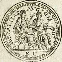 An illustration from Veterum Romanorum Religio castrametatio, disciplina militaris ut & balneae ex antiquis numismatibus & lapidibus demonstrata (1686)
