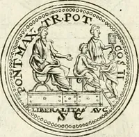 An illustration from Veterum Romanorum Religio castrametatio, disciplina militaris ut & balneae ex antiquis numismatibus & lapidibus demonstrata (1686)