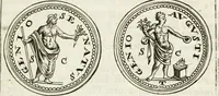 An illustration from Veterum Romanorum Religio castrametatio, disciplina militaris ut & balneae ex antiquis numismatibus & lapidibus demonstrata (1686)