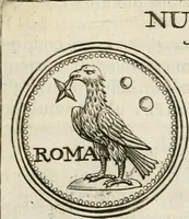 An illustration from Veterum Romanorum Religio castrametatio, disciplina militaris ut & balneae ex antiquis numismatibus & lapidibus demonstrata (1686)
