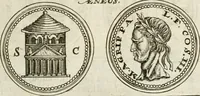 An illustration from Veterum Romanorum Religio castrametatio, disciplina militaris ut & balneae ex antiquis numismatibus & lapidibus demonstrata (1686)