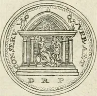 An illustration from Veterum Romanorum Religio castrametatio, disciplina militaris ut & balneae ex antiquis numismatibus & lapidibus demonstrata (1686)