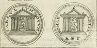 An illustration from Veterum Romanorum Religio castrametatio, disciplina militaris ut & balneae ex antiquis numismatibus & lapidibus demonstrata (1686)