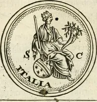 An illustration from Veterum Romanorum Religio castrametatio, disciplina militaris ut & balneae ex antiquis numismatibus & lapidibus demonstrata (1686)