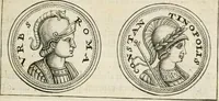 An illustration from Veterum Romanorum Religio castrametatio, disciplina militaris ut & balneae ex antiquis numismatibus & lapidibus demonstrata (1686)