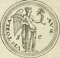 An illustration from Veterum Romanorum Religio castrametatio, disciplina militaris ut & balneae ex antiquis numismatibus & lapidibus demonstrata (1686)