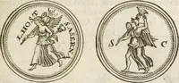 An illustration from Veterum Romanorum Religio castrametatio, disciplina militaris ut & balneae ex antiquis numismatibus & lapidibus demonstrata (1686)