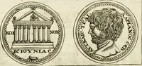 An illustration from Veterum Romanorum Religio castrametatio, disciplina militaris ut & balneae ex antiquis numismatibus & lapidibus demonstrata (1686)