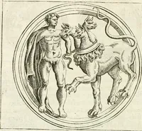 An illustration from Veterum Romanorum Religio castrametatio, disciplina militaris ut & balneae ex antiquis numismatibus & lapidibus demonstrata (1686)