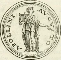 An illustration from Veterum Romanorum Religio castrametatio, disciplina militaris ut & balneae ex antiquis numismatibus & lapidibus demonstrata (1686)