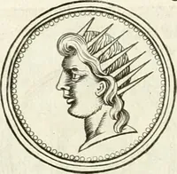 An illustration from Veterum Romanorum Religio castrametatio, disciplina militaris ut & balneae ex antiquis numismatibus & lapidibus demonstrata (1686)