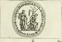 An illustration from Veterum Romanorum Religio castrametatio, disciplina militaris ut & balneae ex antiquis numismatibus & lapidibus demonstrata (1686)