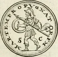 Picture 333 of 495 from Veterum Romanorum Religio castrametatio, disciplina militaris ut & balneae ex antiquis numismatibus & lapidibus demonstrata (1686), leaf 198