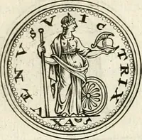 An illustration from Veterum Romanorum Religio castrametatio, disciplina militaris ut & balneae ex antiquis numismatibus & lapidibus demonstrata (1686)