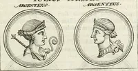 An illustration from Veterum Romanorum Religio castrametatio, disciplina militaris ut & balneae ex antiquis numismatibus & lapidibus demonstrata (1686)