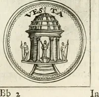 An illustration from Veterum Romanorum Religio castrametatio, disciplina militaris ut & balneae ex antiquis numismatibus & lapidibus demonstrata (1686)