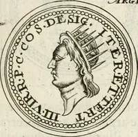 An illustration from Veterum Romanorum Religio castrametatio, disciplina militaris ut & balneae ex antiquis numismatibus & lapidibus demonstrata (1686)
