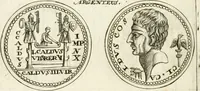 An illustration from Veterum Romanorum Religio castrametatio, disciplina militaris ut & balneae ex antiquis numismatibus & lapidibus demonstrata (1686)