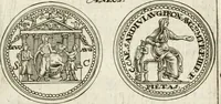 Picture 389 of 495 from Veterum Romanorum Religio castrametatio, disciplina militaris ut & balneae ex antiquis numismatibus & lapidibus demonstrata (1686), leaf 232