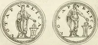 An illustration from Veterum Romanorum Religio castrametatio, disciplina militaris ut & balneae ex antiquis numismatibus & lapidibus demonstrata (1686)