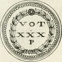 An illustration from Veterum Romanorum Religio castrametatio, disciplina militaris ut & balneae ex antiquis numismatibus & lapidibus demonstrata (1686)