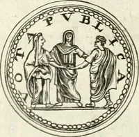 An illustration from Veterum Romanorum Religio castrametatio, disciplina militaris ut & balneae ex antiquis numismatibus & lapidibus demonstrata (1686)