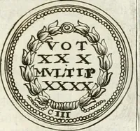 An illustration from Veterum Romanorum Religio castrametatio, disciplina militaris ut & balneae ex antiquis numismatibus & lapidibus demonstrata (1686)