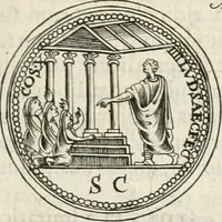 An illustration from Veterum Romanorum Religio castrametatio, disciplina militaris ut & balneae ex antiquis numismatibus & lapidibus demonstrata (1686)