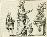 An illustration from Veterum Romanorum Religio castrametatio, disciplina militaris ut & balneae ex antiquis numismatibus & lapidibus demonstrata (1686)