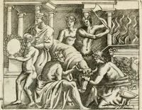 An illustration from Veterum Romanorum Religio castrametatio, disciplina militaris ut & balneae ex antiquis numismatibus & lapidibus demonstrata (1686)
