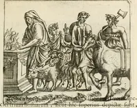 An illustration from Veterum Romanorum Religio castrametatio, disciplina militaris ut & balneae ex antiquis numismatibus & lapidibus demonstrata (1686)