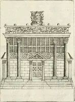An illustration from Veterum Romanorum Religio castrametatio, disciplina militaris ut & balneae ex antiquis numismatibus & lapidibus demonstrata (1686)