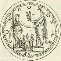 An illustration from Veterum Romanorum Religio castrametatio, disciplina militaris ut & balneae ex antiquis numismatibus & lapidibus demonstrata (1686)