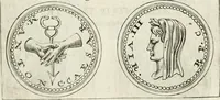 An illustration from Veterum Romanorum Religio castrametatio, disciplina militaris ut & balneae ex antiquis numismatibus & lapidibus demonstrata (1686)