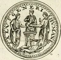 An illustration from Veterum Romanorum Religio castrametatio, disciplina militaris ut & balneae ex antiquis numismatibus & lapidibus demonstrata (1686)