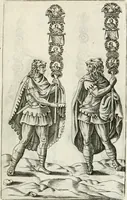 An illustration from Veterum Romanorum Religio castrametatio, disciplina militaris ut & balneae ex antiquis numismatibus & lapidibus demonstrata (1686)