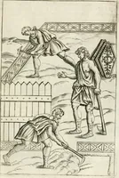 An illustration from Veterum Romanorum Religio castrametatio, disciplina militaris ut & balneae ex antiquis numismatibus & lapidibus demonstrata (1686)