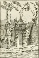 An illustration from Veterum Romanorum Religio castrametatio, disciplina militaris ut & balneae ex antiquis numismatibus & lapidibus demonstrata (1686)