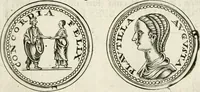 An illustration from Veterum Romanorum Religio castrametatio, disciplina militaris ut & balneae ex antiquis numismatibus & lapidibus demonstrata (1686)