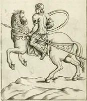 An illustration from Veterum Romanorum Religio castrametatio, disciplina militaris ut & balneae ex antiquis numismatibus & lapidibus demonstrata (1686)
