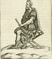 An illustration from Veterum Romanorum Religio castrametatio, disciplina militaris ut & balneae ex antiquis numismatibus & lapidibus demonstrata (1686)