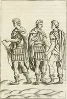 An illustration from Veterum Romanorum Religio castrametatio, disciplina militaris ut & balneae ex antiquis numismatibus & lapidibus demonstrata (1686)