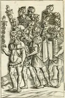 An illustration from Veterum Romanorum Religio castrametatio, disciplina militaris ut & balneae ex antiquis numismatibus & lapidibus demonstrata (1686)