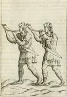 An illustration from Veterum Romanorum Religio castrametatio, disciplina militaris ut & balneae ex antiquis numismatibus & lapidibus demonstrata (1686)